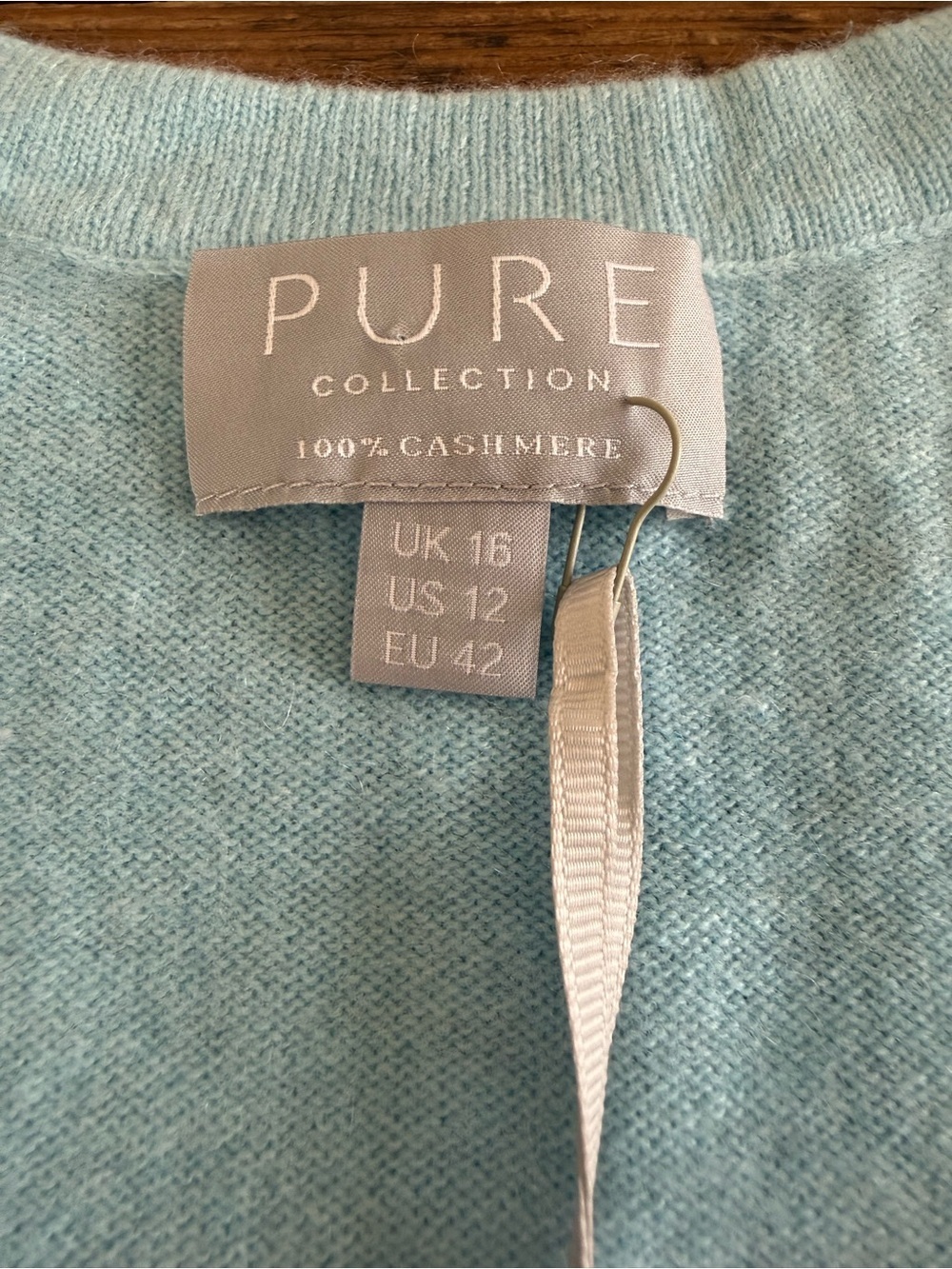 PURE Collection Light Pastel Blue V-Neck Cashmere Blend Cardigan - Picture 4 of 5